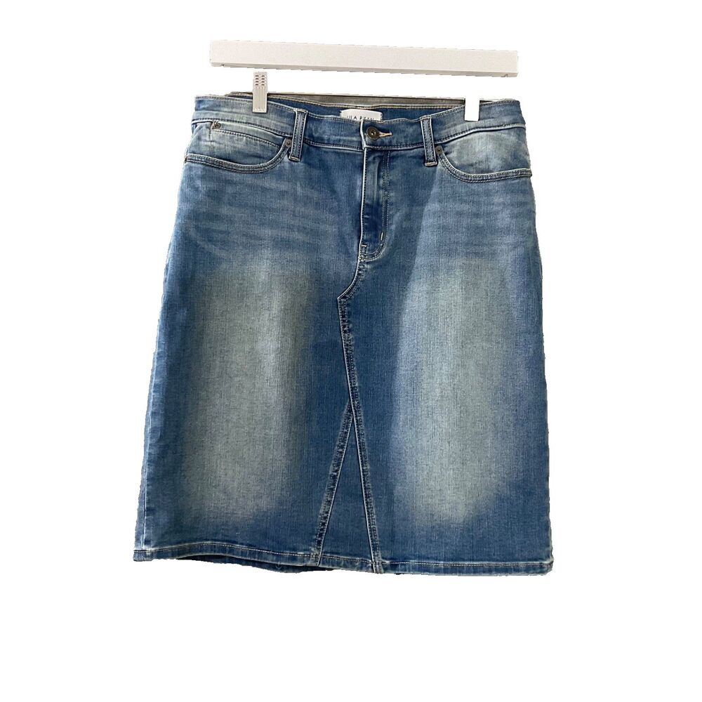 Lila Ryan Denim Jean Midi Skirt Women's size 31 Blue pockets